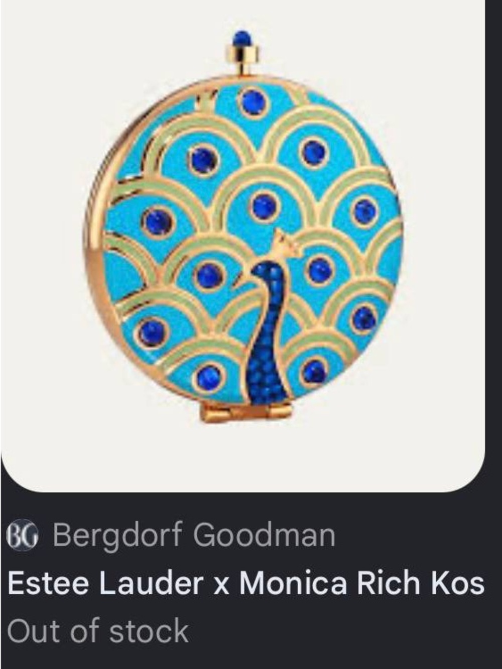 Peacock Compact Mirror - Blue and Gold